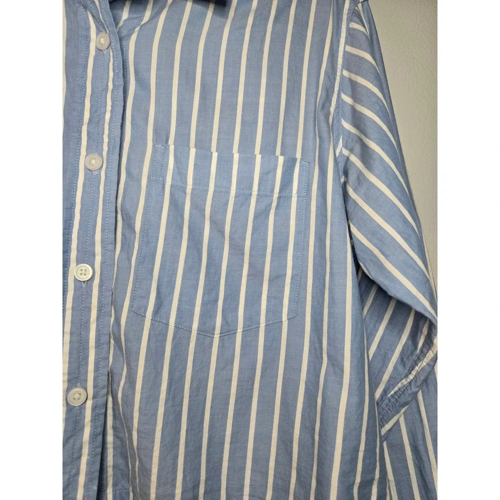 Everlane The Way Short Shirt Silky Cotton Striped Minimalist Preppy Size Small - Picture 7 of 10